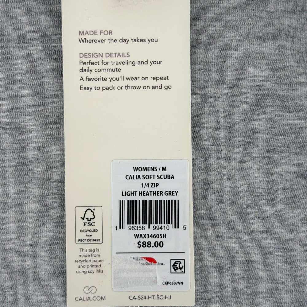 CALIA Women M Light Heather Grey Soft Scuba 1/4 Zip Sweatshirt NEW Athleisure - Picture 4 of 8